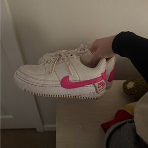 Nike Air Force 1 Cream and Pink Sneakers